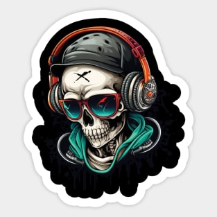 DJ Skullboy with Headphones Sticker